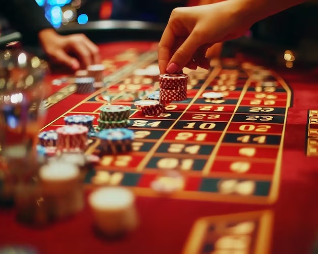 Sic Bo dice table with betting grid